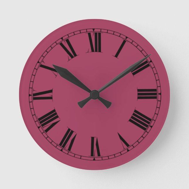 Wine Solid Color Round Clock (Front)
