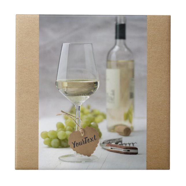 Wine Sommelier Vine Lover Bottle Grape Design Ceramic Tile (Front)