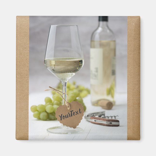 Wine Sommelier Vine Lover Bottle Grape Design Magnet (Front)
