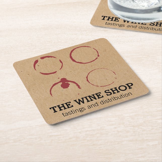 Wine Specialist Wine Stain Square Paper Coaster (Angled)