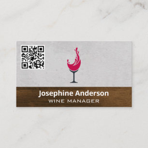 Wine Splash   Red Wine Glass   Wood Business Card