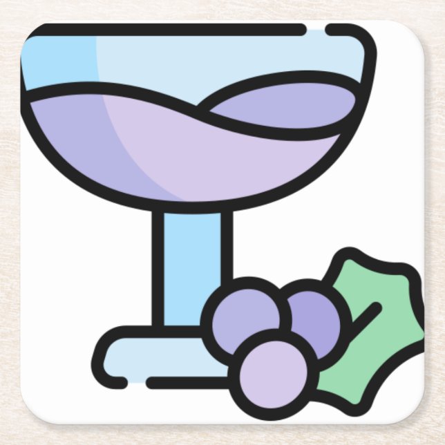 wine square paper coaster (Front)