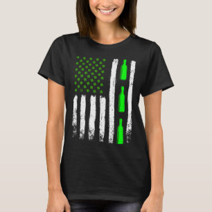 Wine St Patrick S Day Vintage Irish American Flag T-Shirt