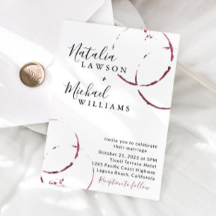 Wine Stain, Burgundy Watercolor Wedding Invitation