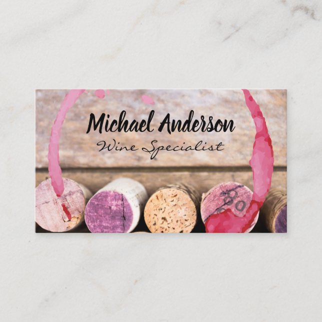 Wine Stain | Corks on Table Business Card (Front)