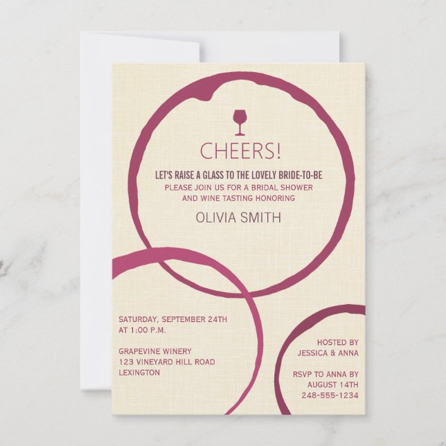 Wine Stain Rings Bridal Shower Invitations (Front)