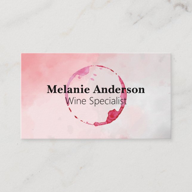 Wine Stain | Watercolor Background Business Card (Front)