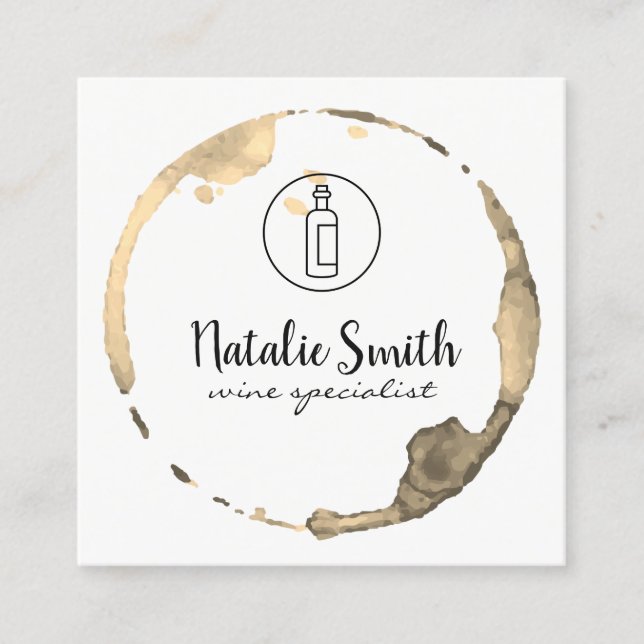 Wine Stain (wine bottle) Square Business Card (Front)