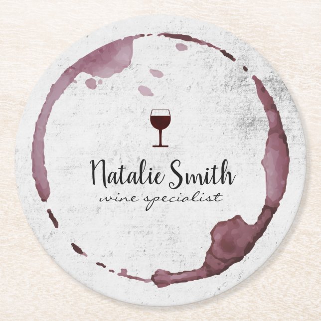 Wine Stain (wine glass) Round Paper Coaster (Front)