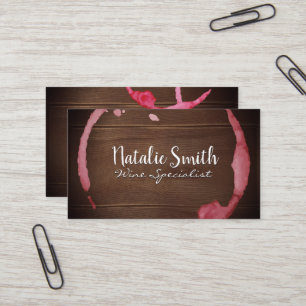 Wine Stain   Wood Grain Background Business Card