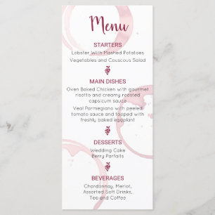 Wine Stains Wedding Menu