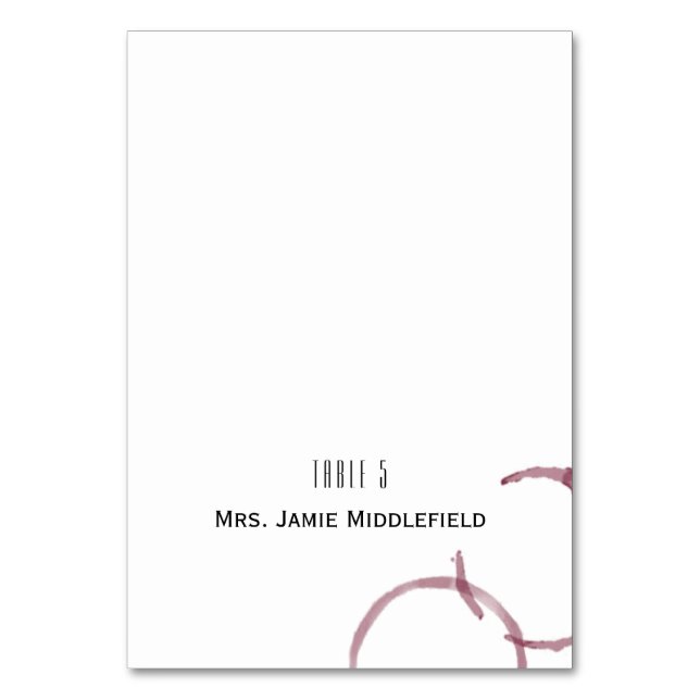 Wine Stains Winery Vineyard Escort Place Cards (Front)