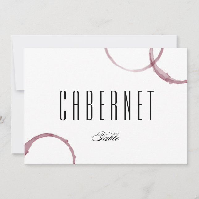 Wine Stains Winery Vineyard Table Card Number (Front)