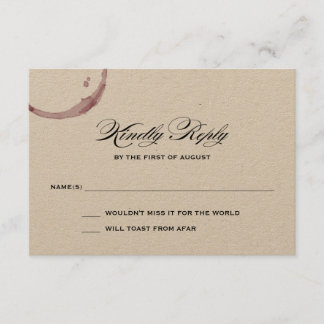 Wine Stains Winery Vineyard Wedding Response Card