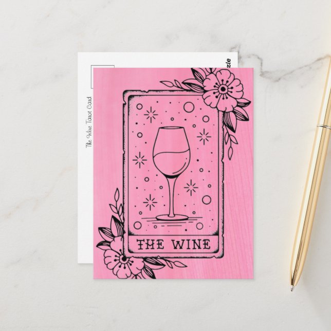 Wine Tarot Card Postcard (Front/Back In Situ)