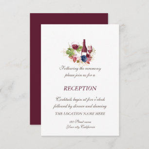 Wine Tasring Burgundy Flowers Wedding Reception Invitation