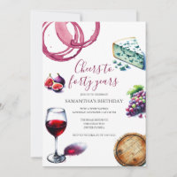 Wine Tasting 40th Birthday Invite