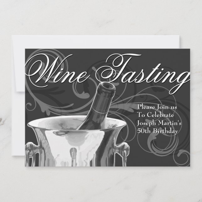 Wine Tasting 50th Birthday Party Elegant French Invitation (Front)
