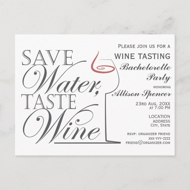 Wine tasting Bachelorette Party Invitation design (Front)