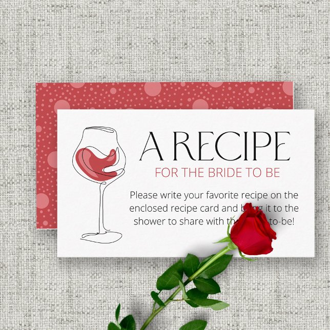 Wine Tasting Bridal Shower Recipe for the bride Enclosure Card (Creator Uploaded)
