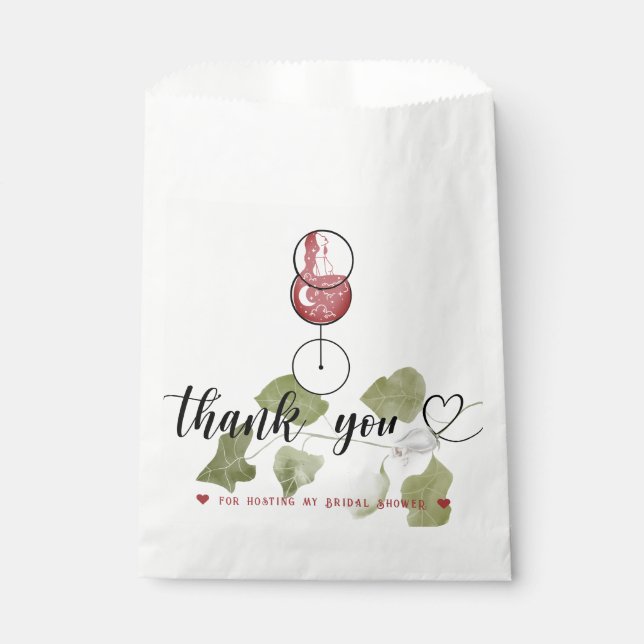 Wine Tasting Bridal Shower Script Thank You Card Favour Bag (Front)