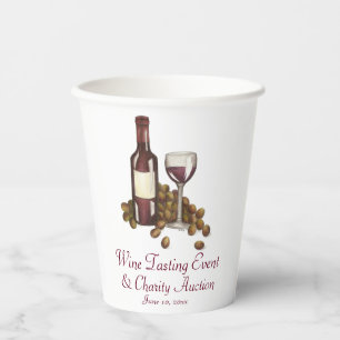 Wine Tasting Cocktail Party Bottle Glass Grapes Paper Cups
