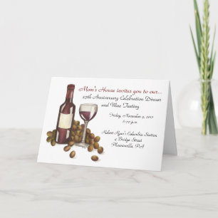 Wine Tasting Cocktail Party Grapes Bottle Glass Invitation