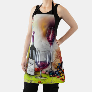 Wine Tasting Colourful Digital Art  Apron