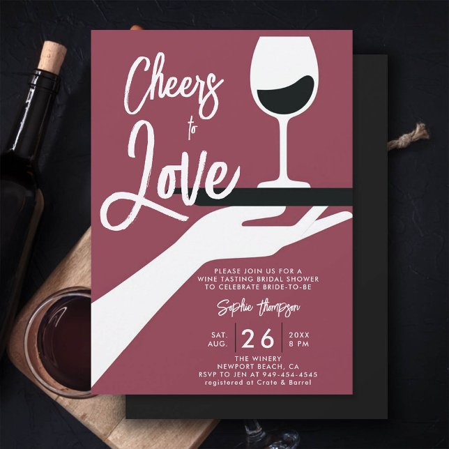 Wine Tasting Elegant Casual Winery Bridal Shower Invitation (wine tasting bridal shower invitation red wine winery vintage retro minimalist)