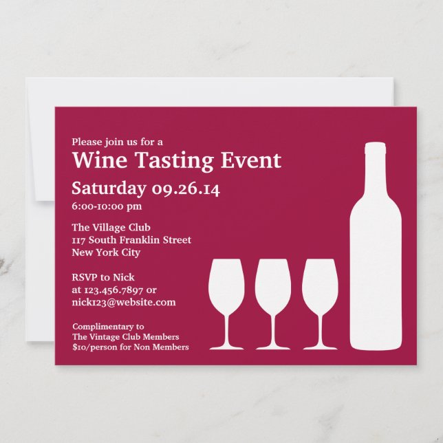 Wine Tasting Event Flat Invitation (Front)