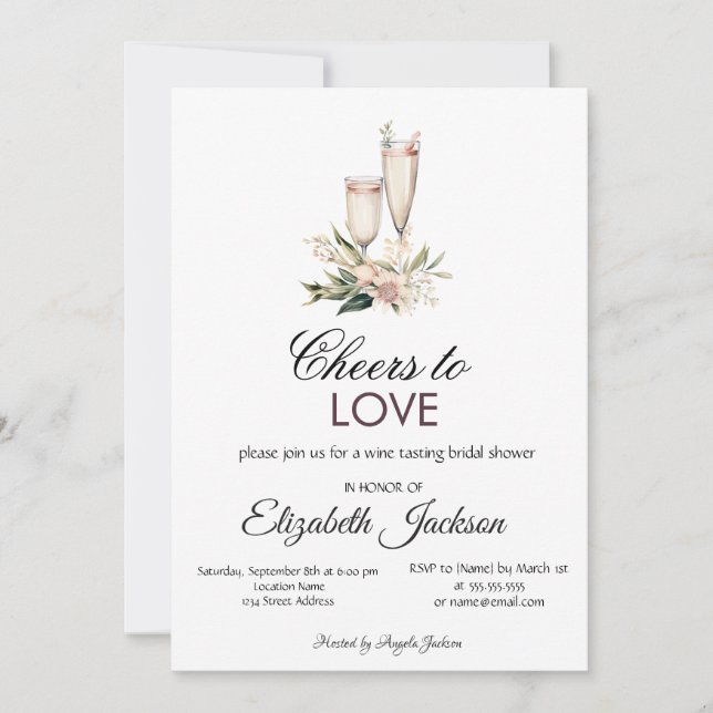 Wine Tasting Floral Bridal Shower Invitation (Front)