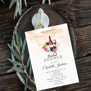 Wine Tasting Floral Bridal Shower  Invitation