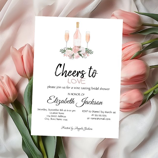 Wine Tasting Flowers Rose Gold Bridal Shower Invitation (Creator Uploaded)