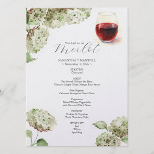 Wine Tasting Food Menu Hydrangeas