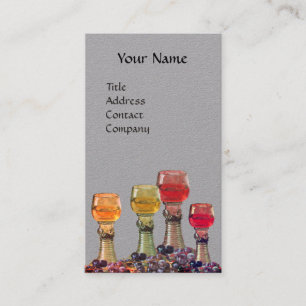 WINE TASTING GLASSES,RED WAX SEAL MONOGRAM Grey Business Card