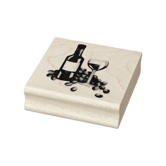 Wine Tasting Grapes Bottle Glass Red Wine Stamp (Stamp)