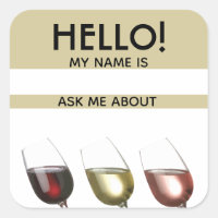 Wine Tasting Hello Name Tag Ask Me About