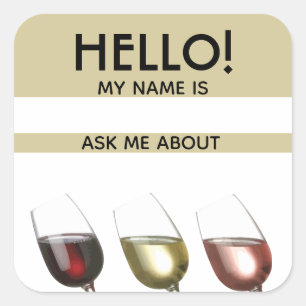 Wine Tasting Hello Name Tag Ask Me About
