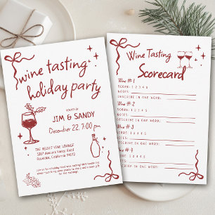 Wine Tasting Holiday Party Whimsical Christmas Invitation