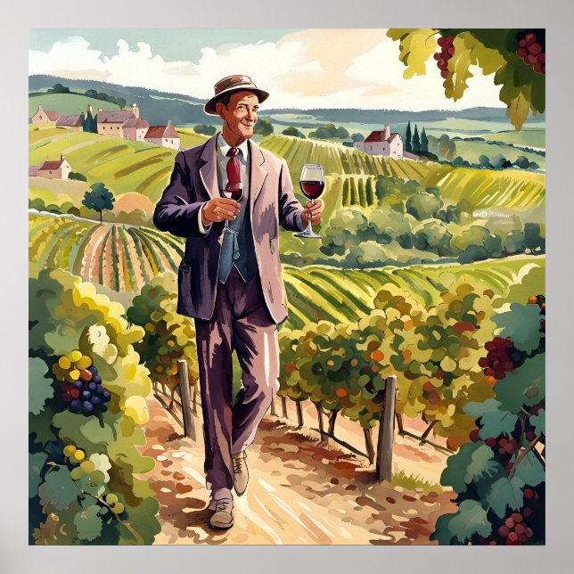 Wine tasting in Burgundy Print (Front)