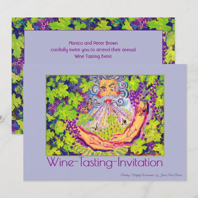 Wine-Tasting Invitation "Mighty Winemaker"  (Front/Back)