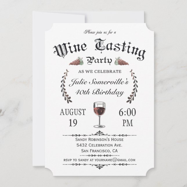 Wine Tasting Invitations (Vintage) v.2 (Front)
