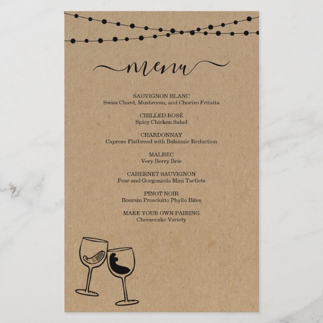Wine Tasting Menu (Front)