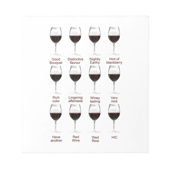Wine tasting notepad (Front)