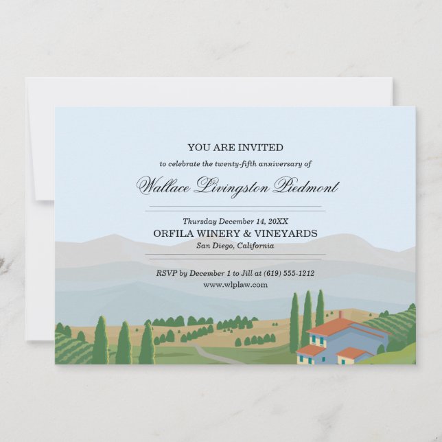 Wine Tasting or Winery Tour Invitation (Front)
