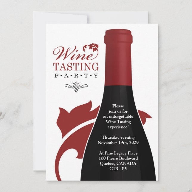 Wine Tasting Party Flat Invitation (Front)