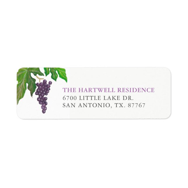 Wine Tasting Party Grapes Return Address Label (Front)