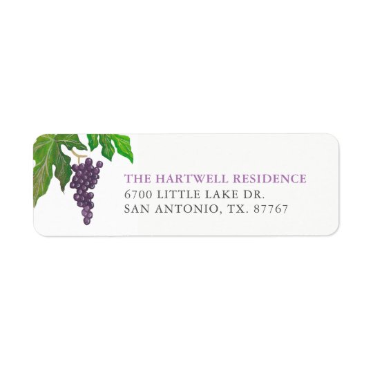 Wine Tasting Party Grapes Return Address Return Address Label
