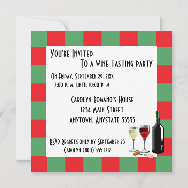Wine Tasting Party Invitation (Front)