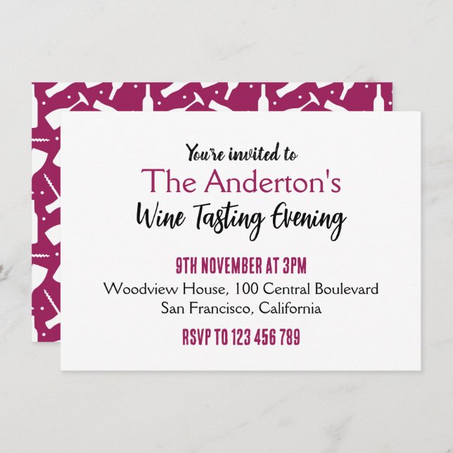 Wine Tasting Party Invitation (Front/Back)